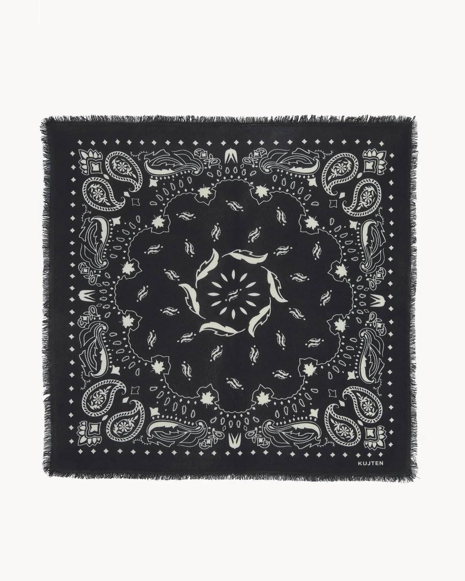 Büyük Bandana Hachiko Tüy Siyah - Beyaz - Bandana