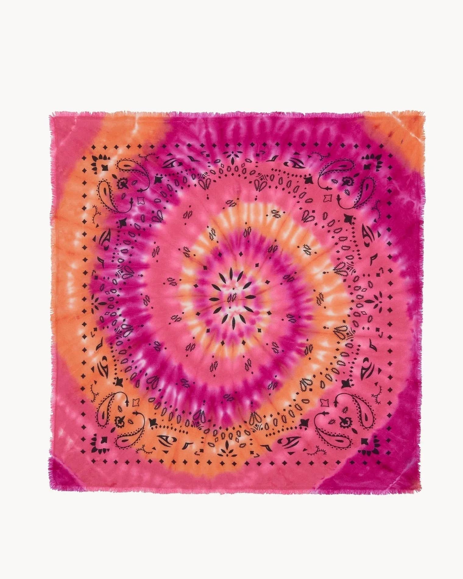 Büyük Bandana Hachiko Güneşli Baskı Neon Pembe - Bandana