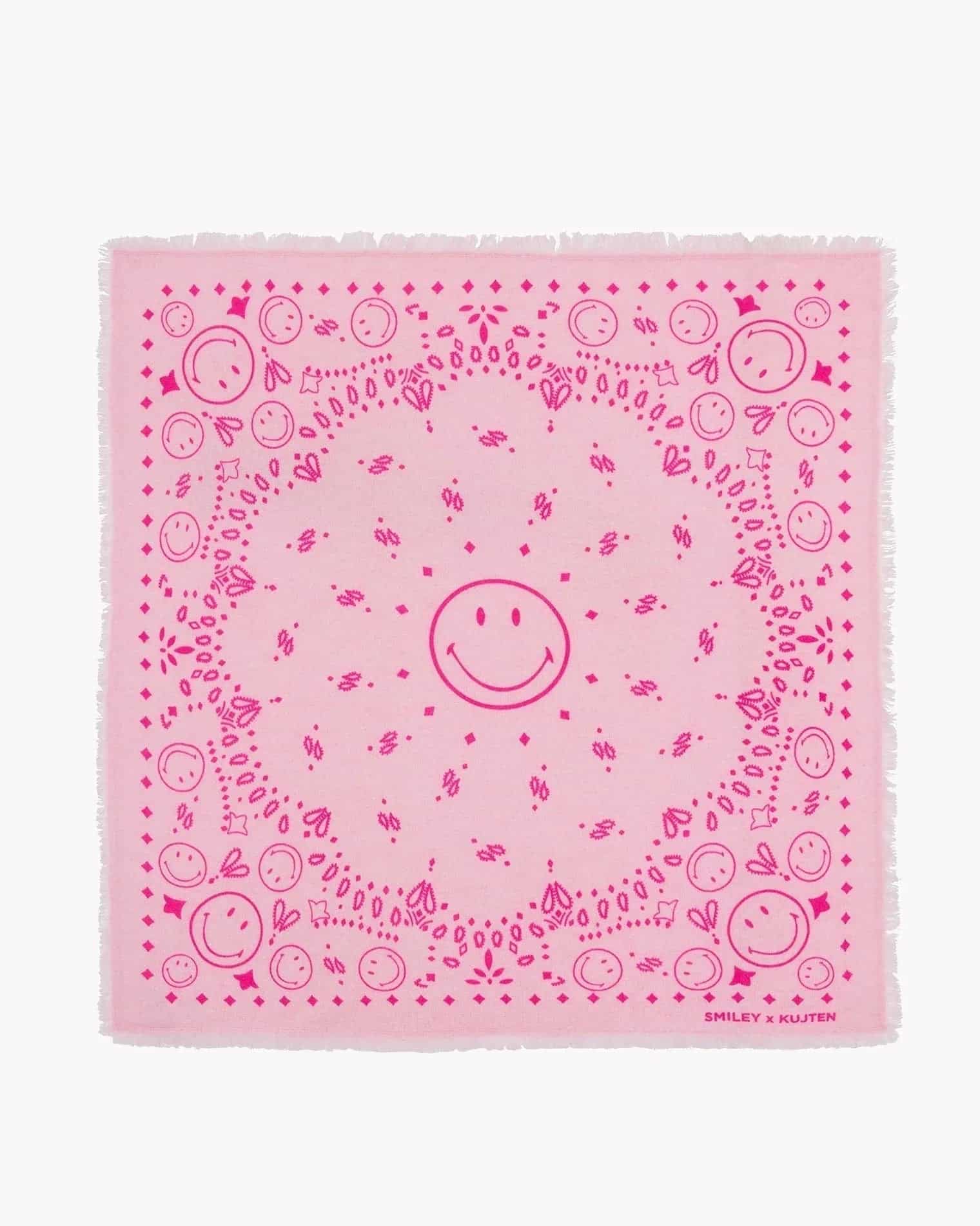 Büyük Bandana Hachiko Gülen Yüz Şeker Pembe - Bandana