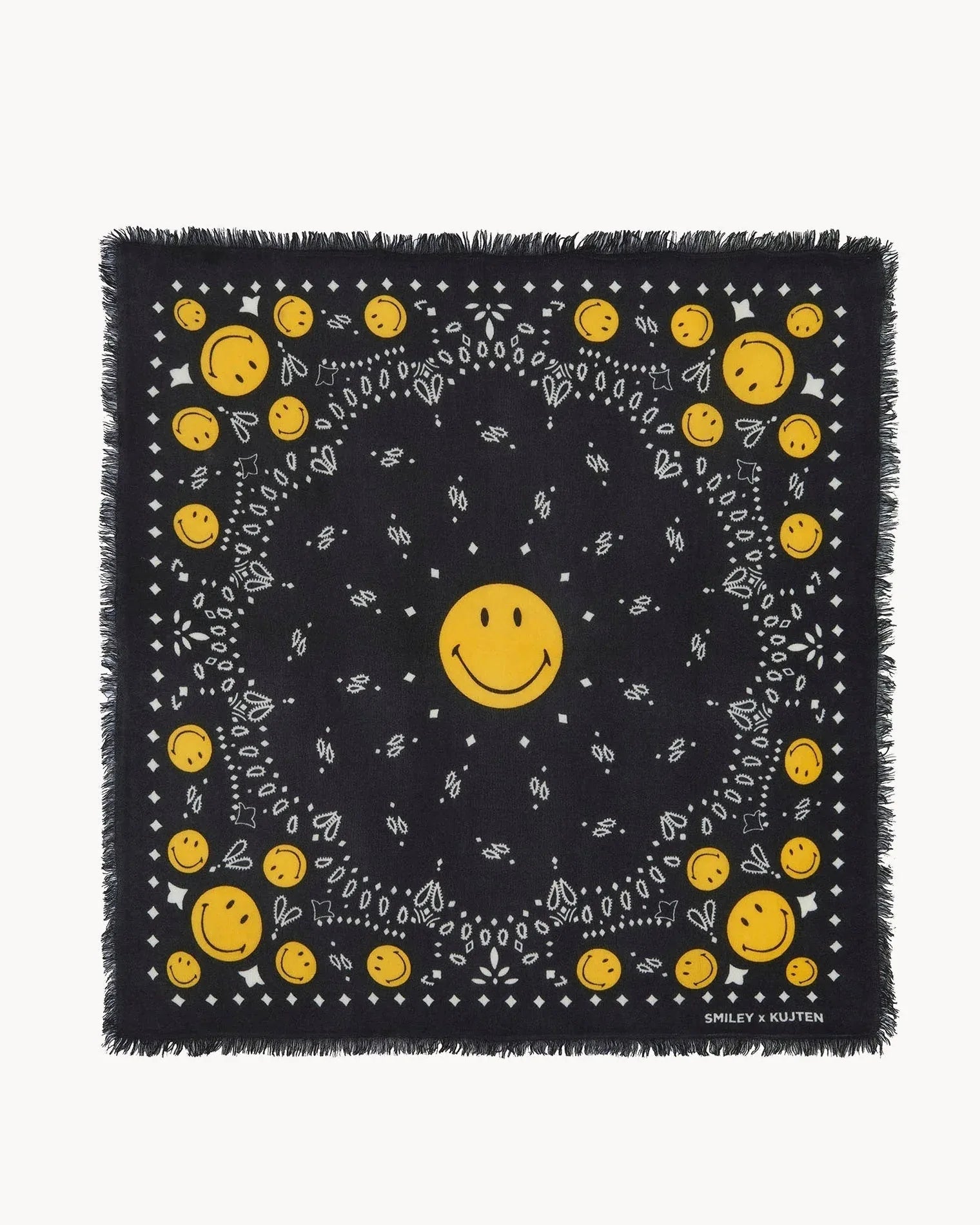 Büyük Bandana Hachiko Smiley Siyah - Bandana