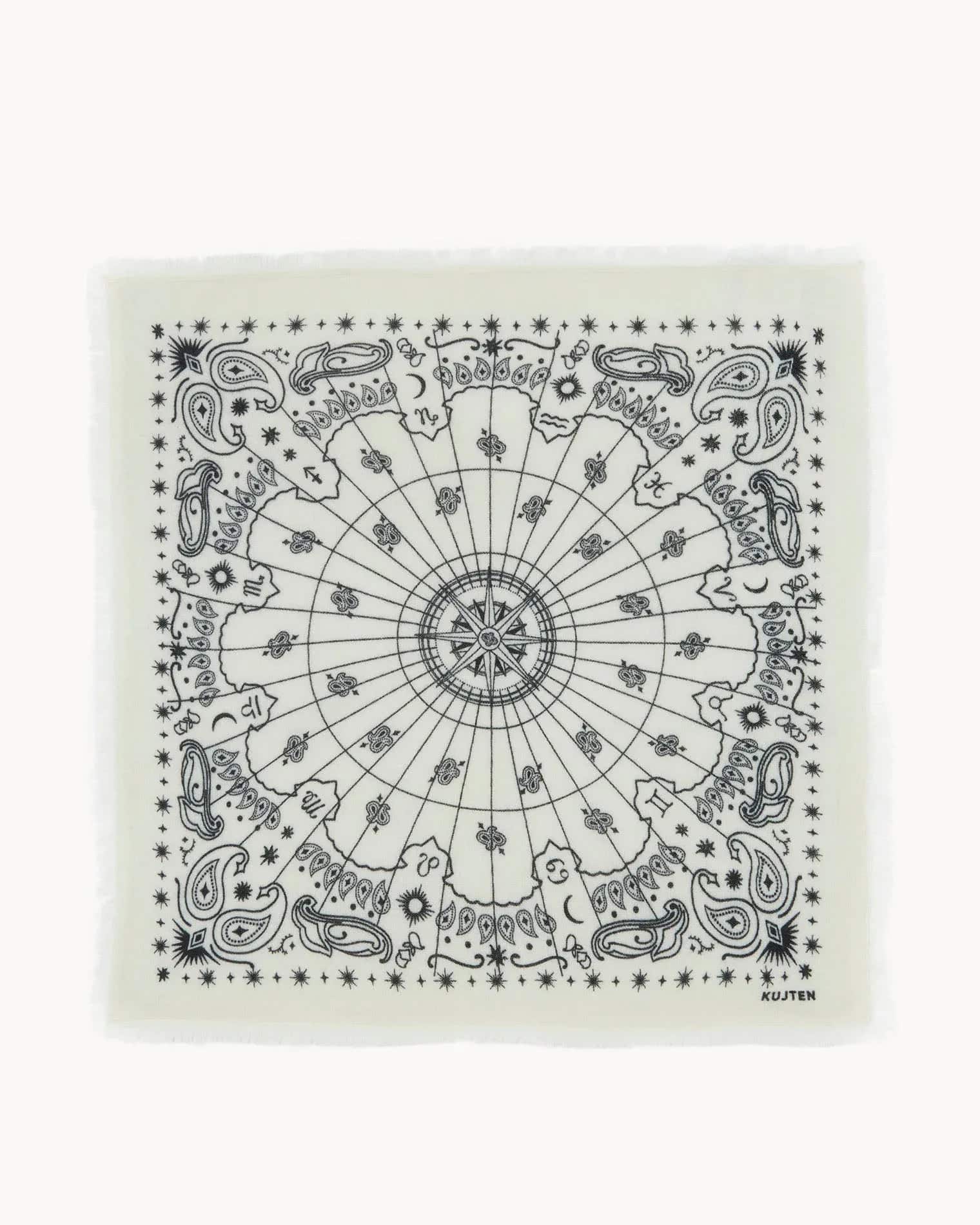 Büyük Bandana Hachiko Astro Beyaz - Bandana